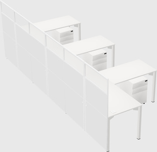 Shared l-shaped cubicle