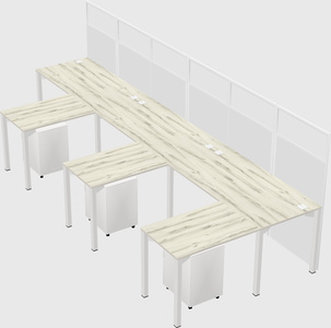 Shared l-shaped cubicle