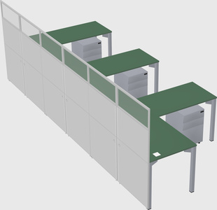 Shared l-shaped cubicle