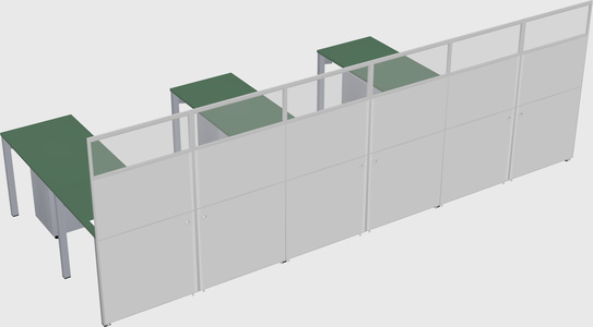 Shared l-shaped cubicle