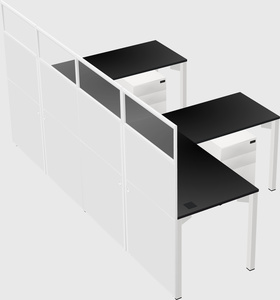 Shared l-shaped cubicle