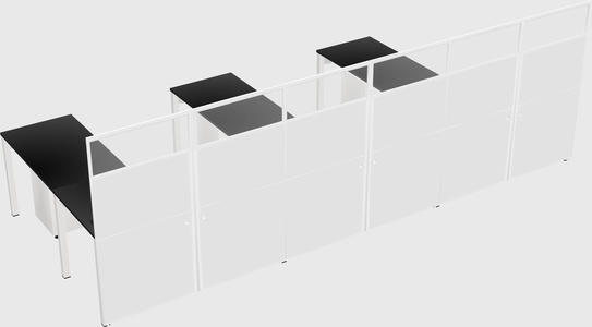 Shared l-shaped cubicle