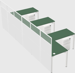 Shared l-shaped cubicle