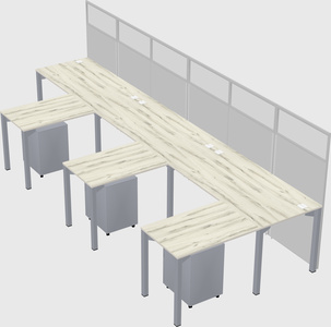 Shared l-shaped cubicle