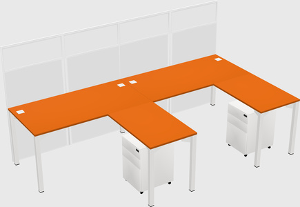 Shared l-shaped cubicle