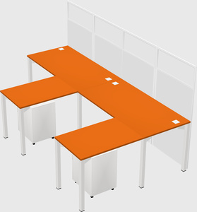 Shared l-shaped cubicle