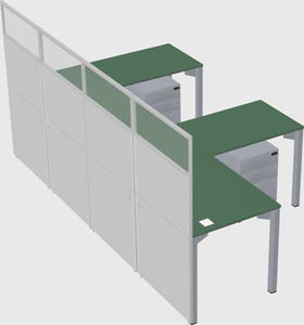 Shared l-shaped cubicle