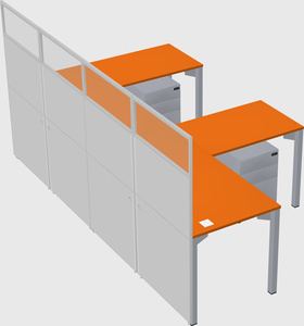 Shared l-shaped cubicle