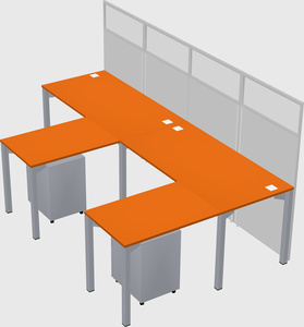 Shared l-shaped cubicle