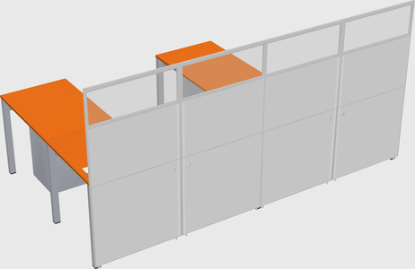 Shared l-shaped cubicle