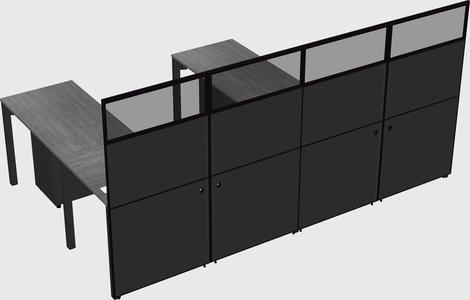 Shared l-shaped cubicle