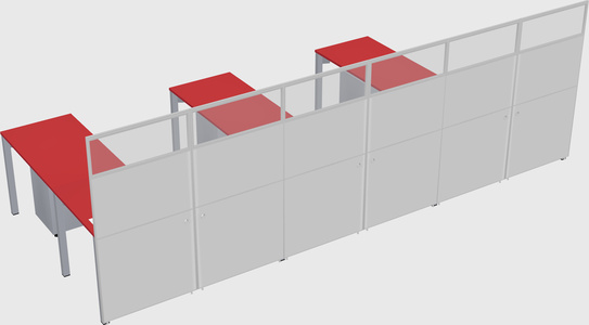 Shared l-shaped cubicle
