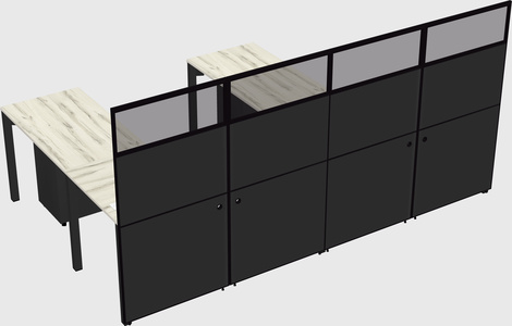 Shared l-shaped cubicle