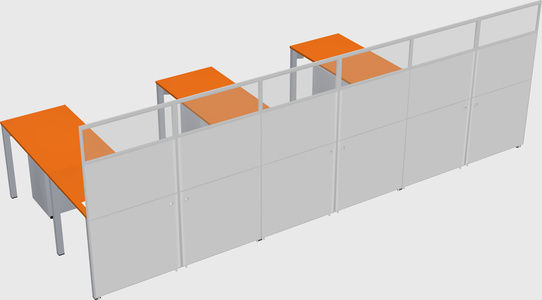 Shared l-shaped cubicle