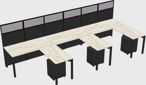 Shared l-shaped cubicle