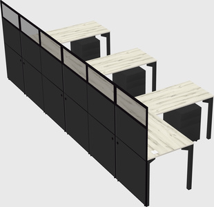 Shared l-shaped cubicle