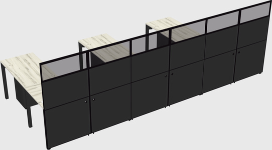 Shared l-shaped cubicle