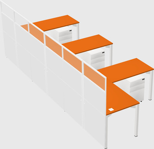 Shared l-shaped cubicle