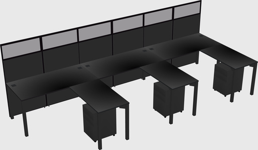 Shared l-shaped cubicle