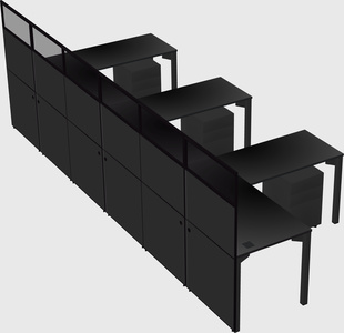 Shared l-shaped cubicle