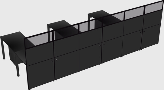 Shared l-shaped cubicle