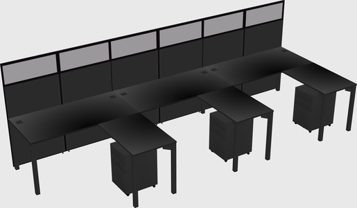 Shared l-shaped cubicle