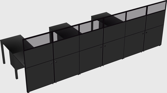 Shared l-shaped cubicle