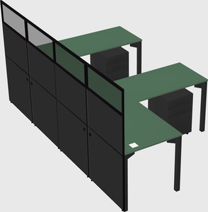 Shared l-shaped cubicle