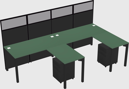 Shared l-shaped cubicle