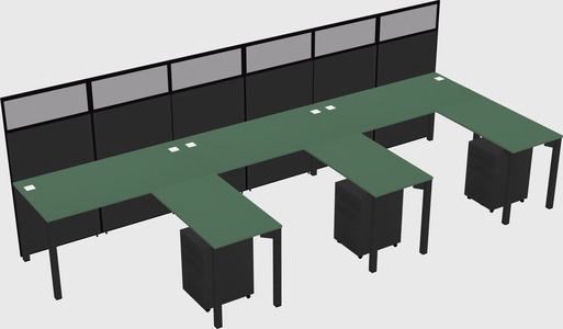 Shared l-shaped cubicle