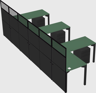 Shared l-shaped cubicle