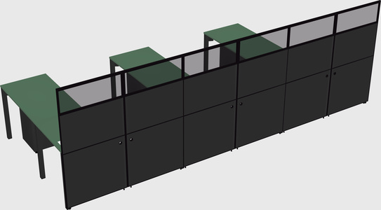Shared l-shaped cubicle