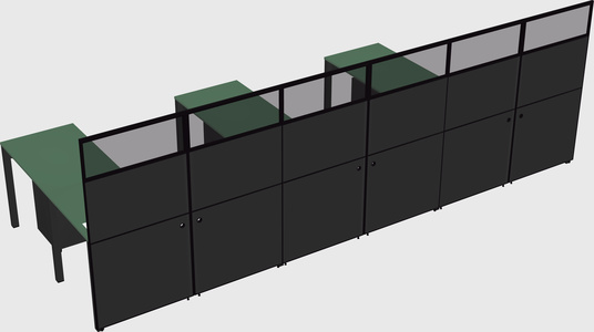 Shared l-shaped cubicle