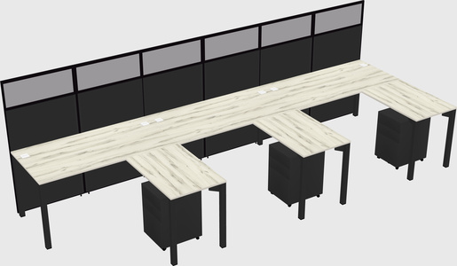 Shared l-shaped cubicle