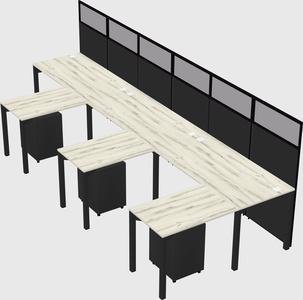 Shared l-shaped cubicle