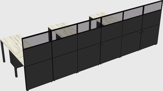 Shared l-shaped cubicle