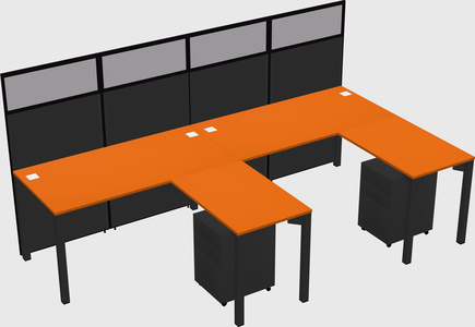 Shared l-shaped cubicle