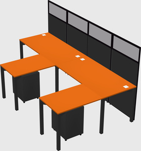 Shared l-shaped cubicle