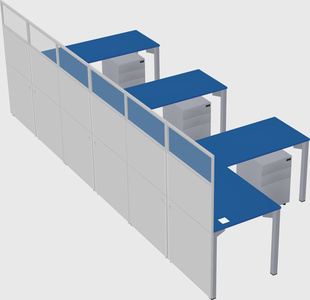 Shared l-shaped cubicle