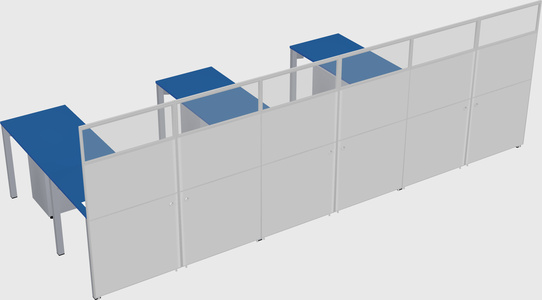 Shared l-shaped cubicle