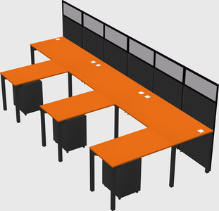 Shared l-shaped cubicle