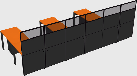 Shared l-shaped cubicle