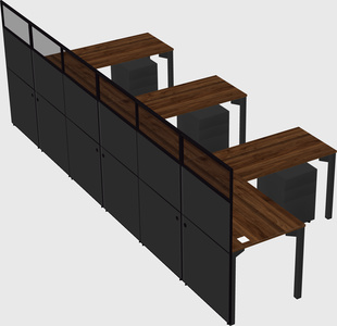 Shared l-shaped cubicle