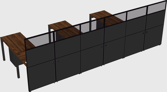 Shared l-shaped cubicle