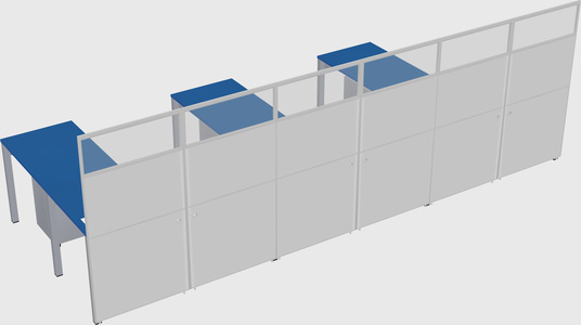 Shared l-shaped cubicle