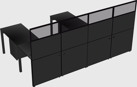 Shared l-shaped cubicle