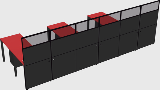 Shared l-shaped cubicle