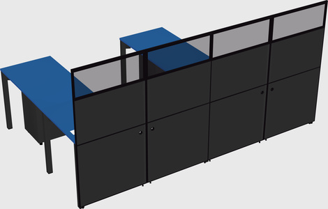 Shared l-shaped cubicle