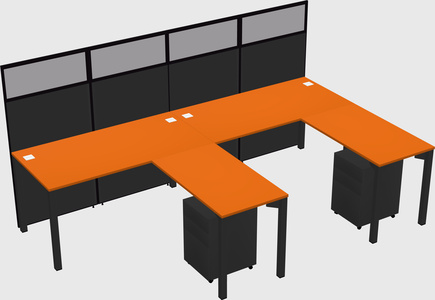 Shared l-shaped cubicle