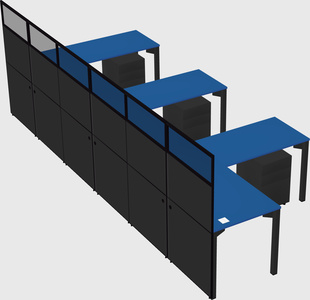 Shared l-shaped cubicle